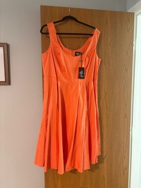 Hell Bunny Bright Orange Fit & Flare Dress